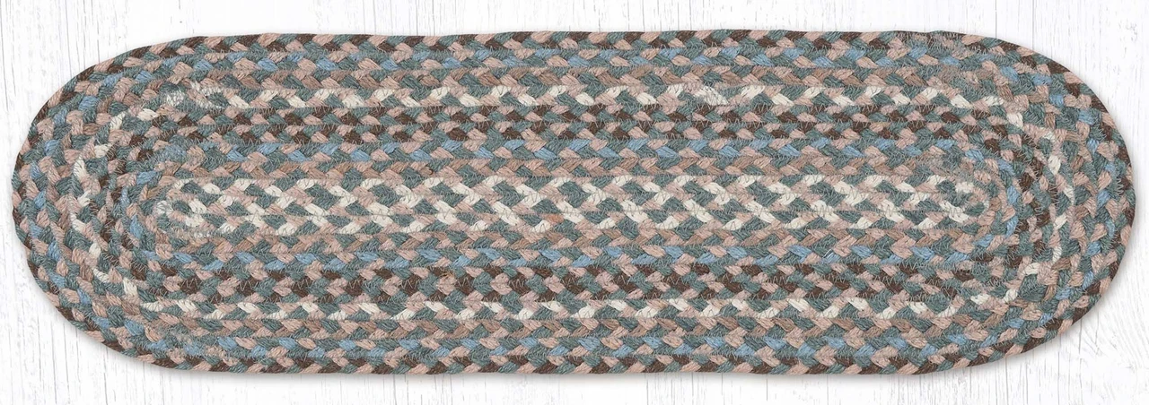 8.25"x27" Taupe/Ivory/Light Blue Stair Tread C-911