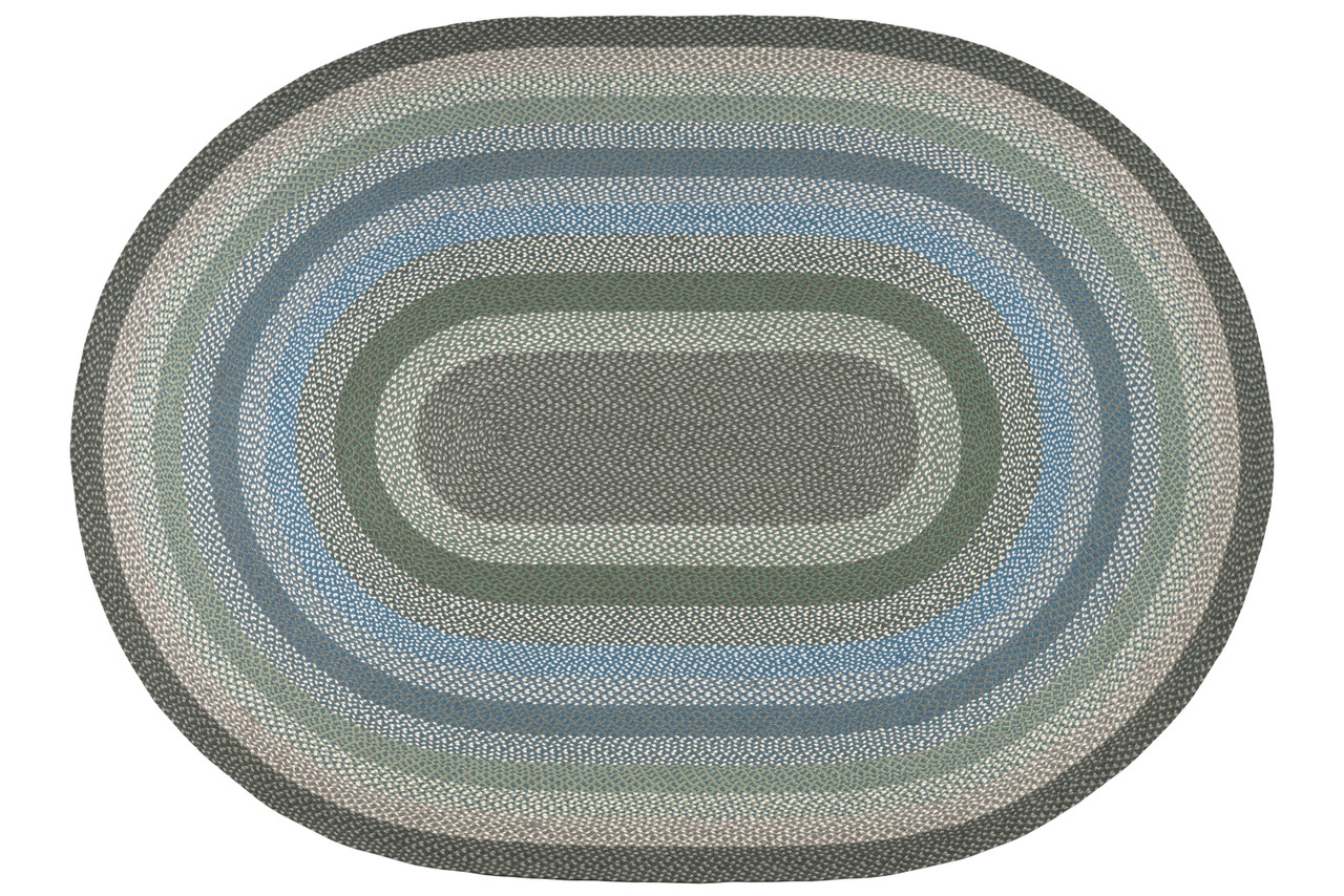 8'x11' Sage/Ivory/Settlers Blue Oval Rug C-419