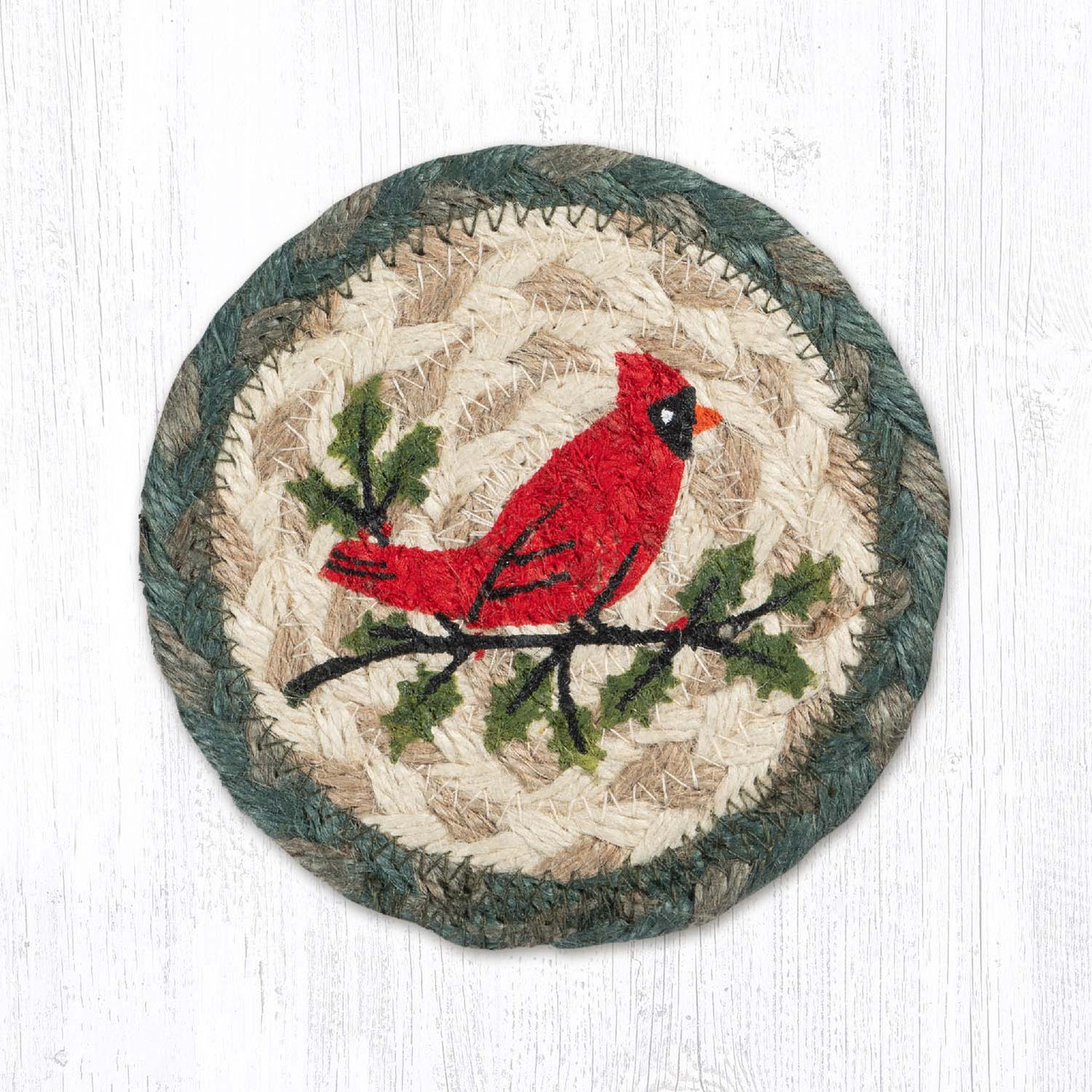 5" Holly Cardinal Coaster IC-025