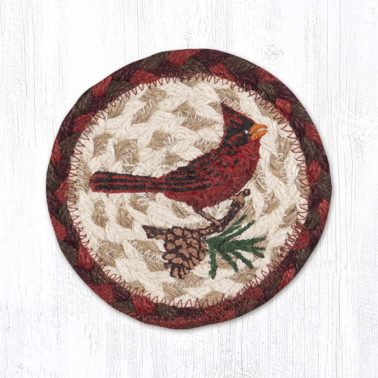 5" Cardinal Pinecone Coaster IC-417