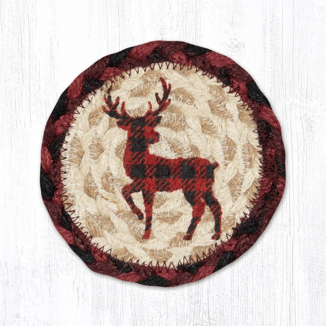 5" Red Plaid Deer Coaster IC-864