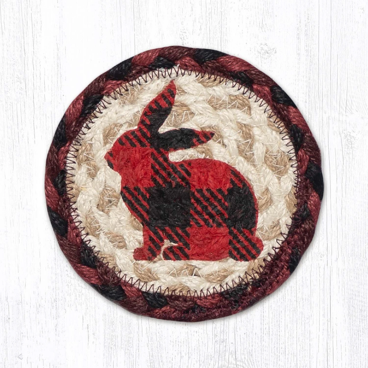 5" Red Plaid Rabbit Coaster IC-864