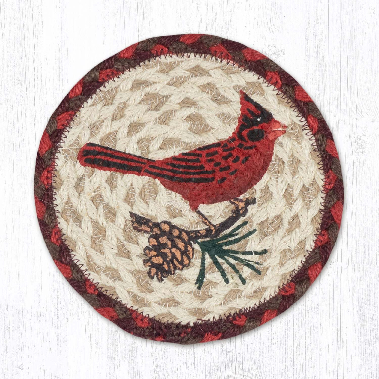 7" Cardinal Pinecone Coaster LC-417