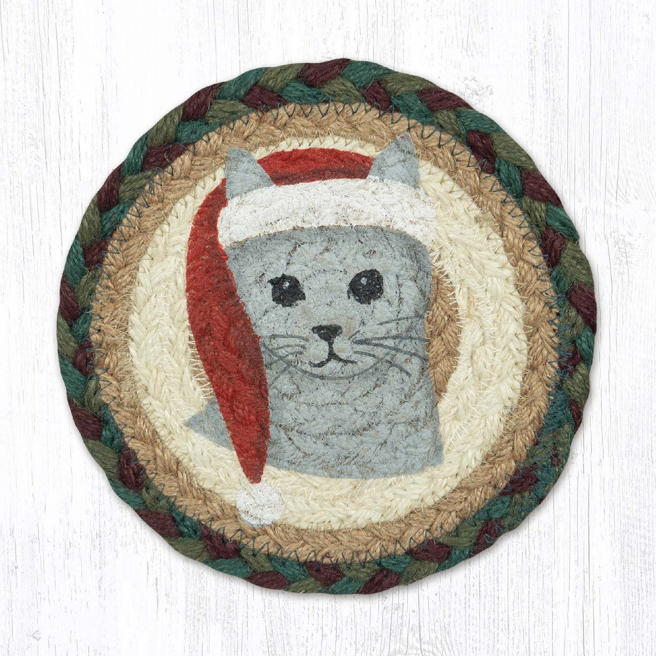 7" Santa Hat Cat Coaster LC-508