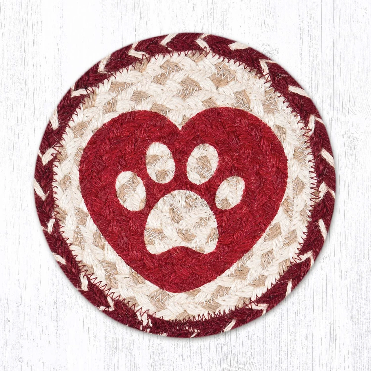 7" Heart Paw Coaster LC-9-117