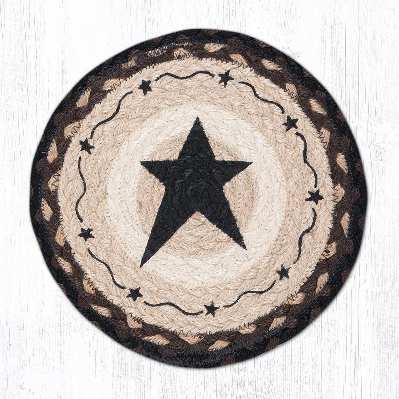 10" Primitive Star Black Trivet MSPR-313