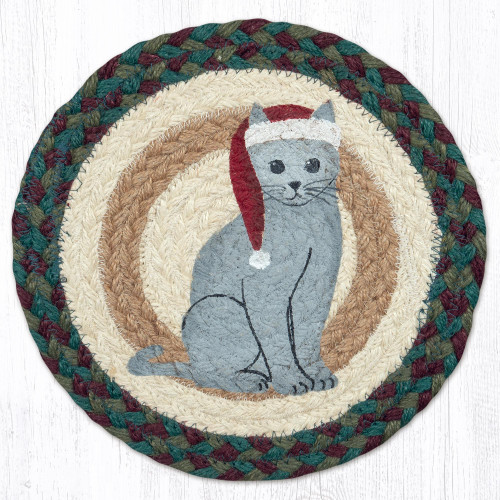 10" Santa Hat Cat Trivet MSPR-508