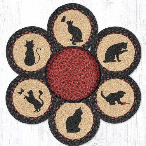 10" Cats Trivets in a Basket Set TNB-238