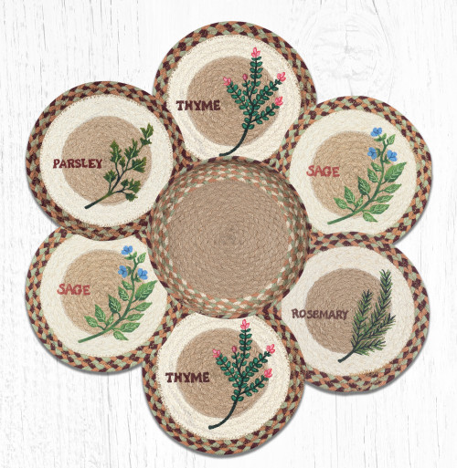 10" Herb Set Trivets in a Basket Set TNB-413