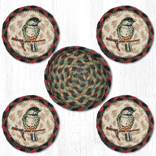Chickadee Coasters in a Basket Set CNB-081