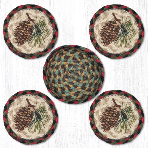 Pinecone Coasters in a Basket Set CNB-081