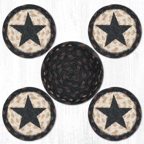 Black Star Coasters in a Basket Set CNB-313