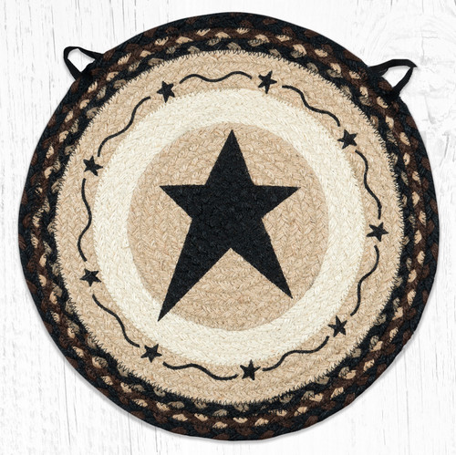 15.5" Primitive Star Black Chair Pad CH-313