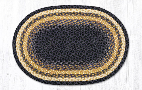 20"x30"-6'x9' Light & Dark Blue/Mustard Oval Rug C-079