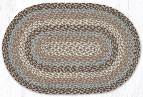 20"x30"-27"x45" Taupe/Ivory/Light Blue Oval Rug C-911