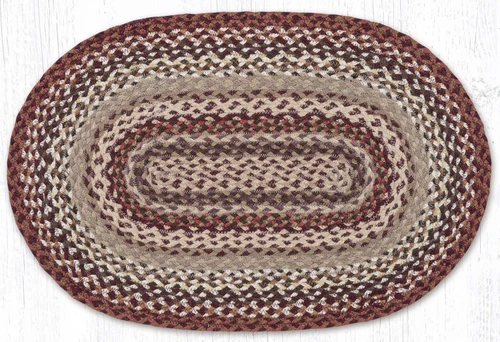 20"x30"-5'x8' Burgundy/Taupe/Ivory Oval Rug C-932