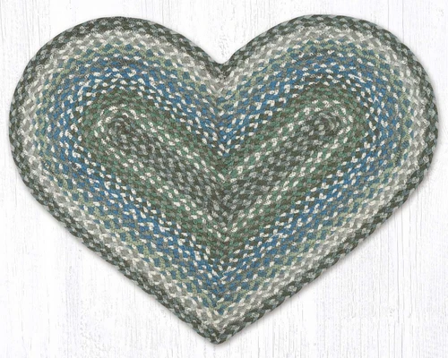 20"x30" Sage/Ivory/Settlers Blue Heart Rug HC-419