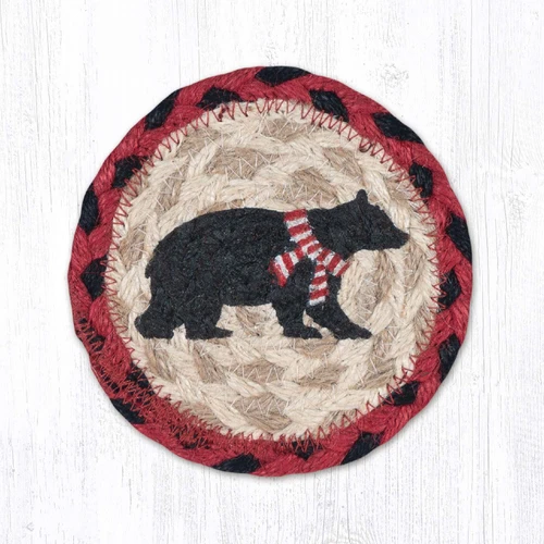 5" Bear Red Stripe Scarf Coaster IC-396