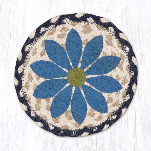7" Blue Graphic Flower Coaster LC-830