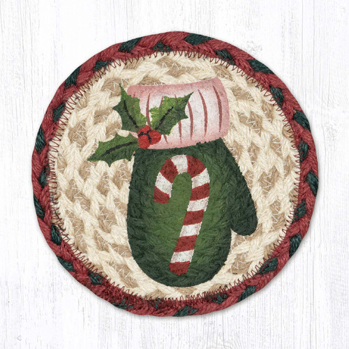 7" Candy Cane Mitten Coaster LC-875