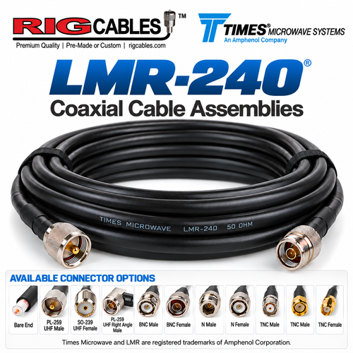LMR®-240 (Improved RG-8X) - Pick your Connectors (Priced by length)