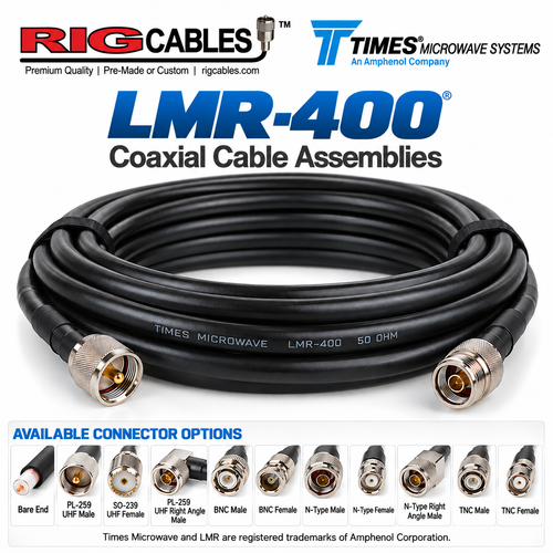 Times Microwave LMR®-400 - Pick your Connectors (Priced by length)