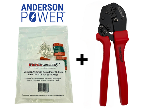 SPECIAL BUNDLE - Deluxe Crimper & 45 Amp Powerpole Permanently-Bonded Hood and Pin Bundles