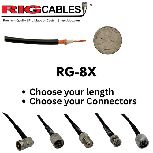 RG-8X Pick your connectors (Priced by length)