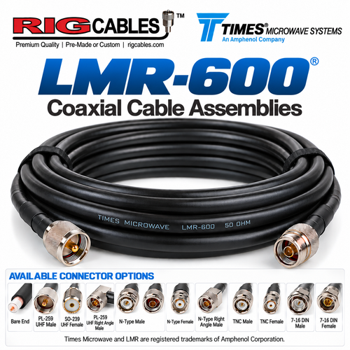 Times Microwave LMR®-600 - Pick your Connectors (Priced by length)