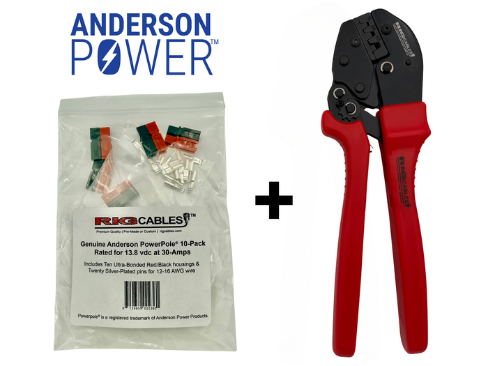 SPECIAL BUNDLE - Deluxe Crimper & 30 Amp Powerpole Permanently-Bonded Hood and Pin Bundles