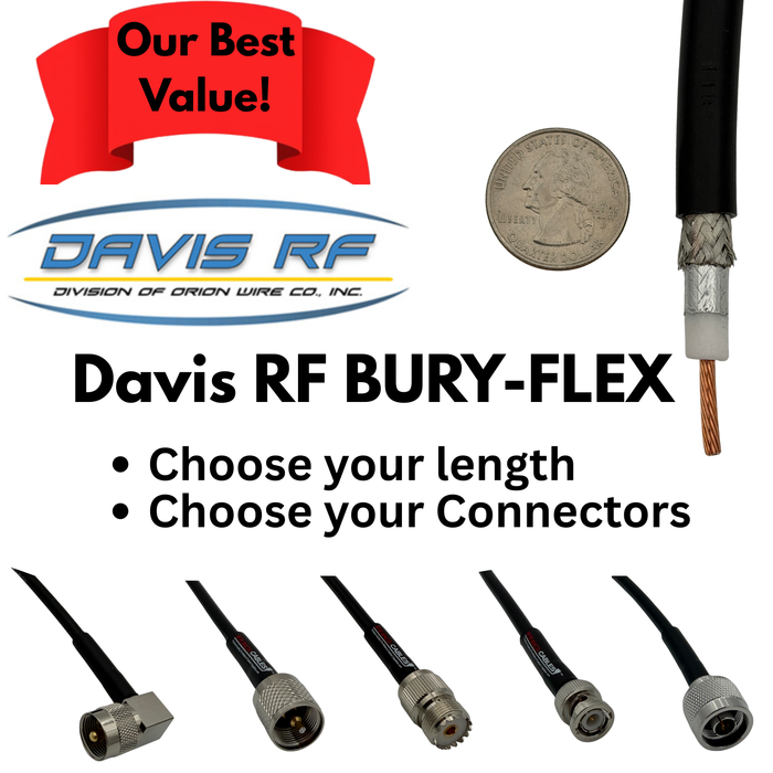 Davis RF Bury-Flex 400-series Coax Assemblies - Pick you Connectors (Priced by length)