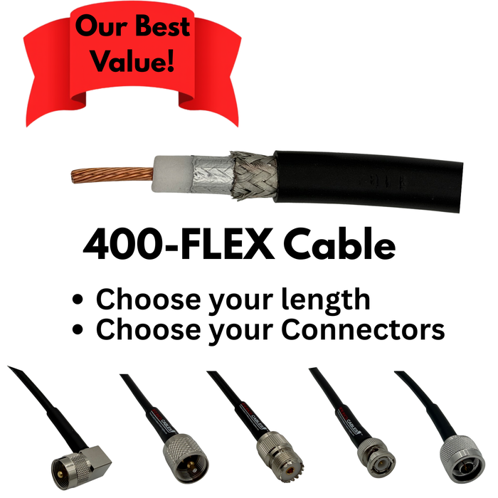 Flexible 400-series Coax Assemblies - Pick your Connectors (Priced by length)