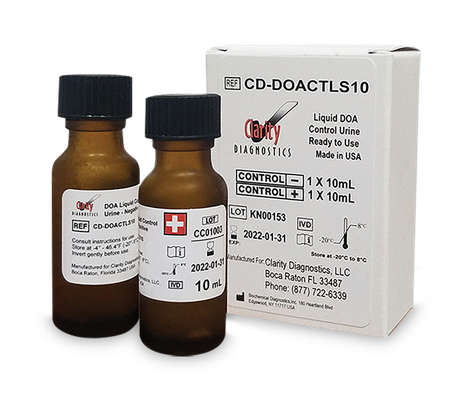 Clarity Urine DOA Controls -1 Vial of Negative and 1 Vial of Positive DOA controls , 10 ml/Vial