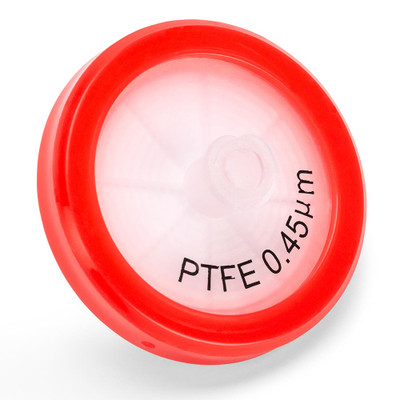 Syringe Filter, PTFE Hydrophilic Membrane, 0.45um Porosity, 30mm Diameter, PP Housing, Non-sterile, Bulk Packed