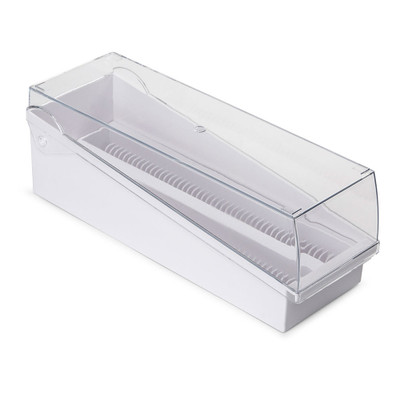 Slide Storage Box with Hinged Lid and Removable Draining Tray, 100-Place for up to 200 Slides, ABS, White 
 {2503-513250W1}