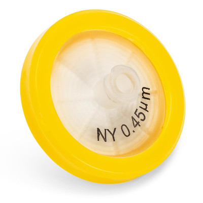 Syringe Filter, Nylon Membrane, 0.45um Porosity, 30mm Diameter, PP Housing, Non-sterile, Bulk Packed
