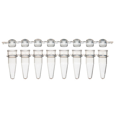 0.2mL 12-Strip Tubes, with Separate 12-Strip clear Dome caps, Natural