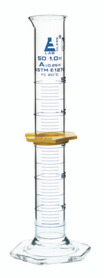 Graduated Glass Cylinder, 50mL - ASTM, Class A ,Hexagon Base  {2394-CH0341CBL}