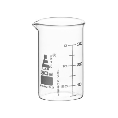 Glass Beaker, 30ml, ASTM, PK/12 {2394-CH0124A30PK12 PK}