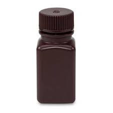 Bottle, Wide Mouth, Square, Amber HDPE, 60mL