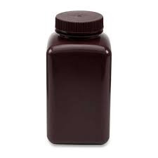 Bottle, Wide Mouth, Square, Amber HDPE, 1000mL