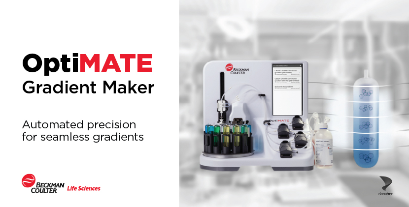 The OptiMATE Gradient Maker is designed to streamline and accelerate density gradient ultracentrifugation (DGUC) purifications. Click to learn more about the OptiMATE Gradient Maker.