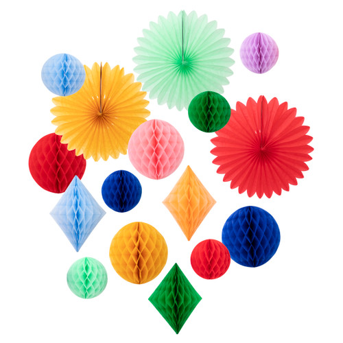 Meri Meri Rainbow Honeycomb Paper Decoration Kit, 16ct