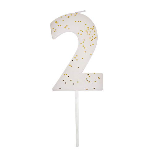 Meri Meri White Glitter Decorative Candles - Set of 2