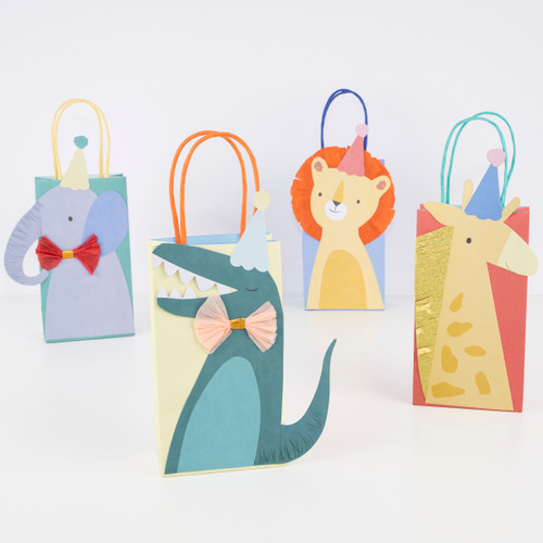 Meri Meri Animal Parade Favor Bags – Set of Decorative Party Gift Bags