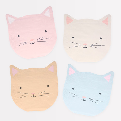 Meri Meri Cat Shaped Paper Napkins - 6.25 in., 16 Count