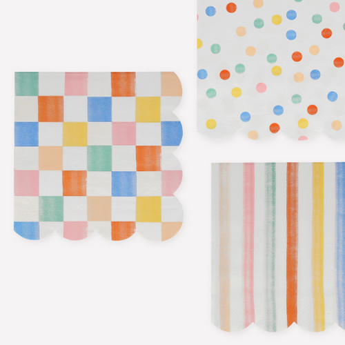 Meri Meri Colorful Pattern Lunch Napkins - 6.5 in., 16 Count