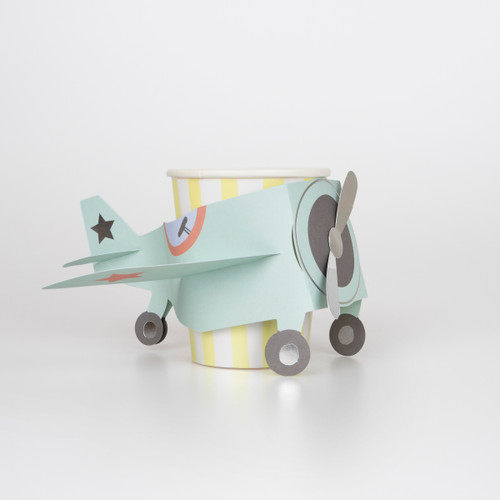 Meri Meri Vintage Airplane 3D Paper Cups - 9 oz., 8 Count