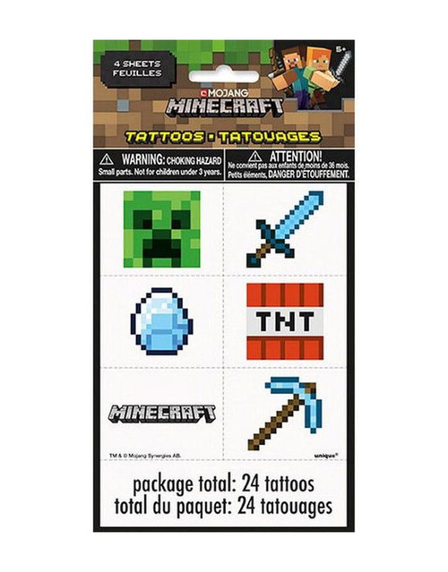Minecraft Temporary Tattoos, 24 Count