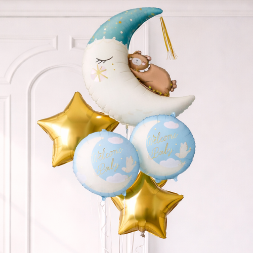 Baby Boy Moon Balloon Bouquet